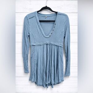Free People Blue Long Sleeve Top